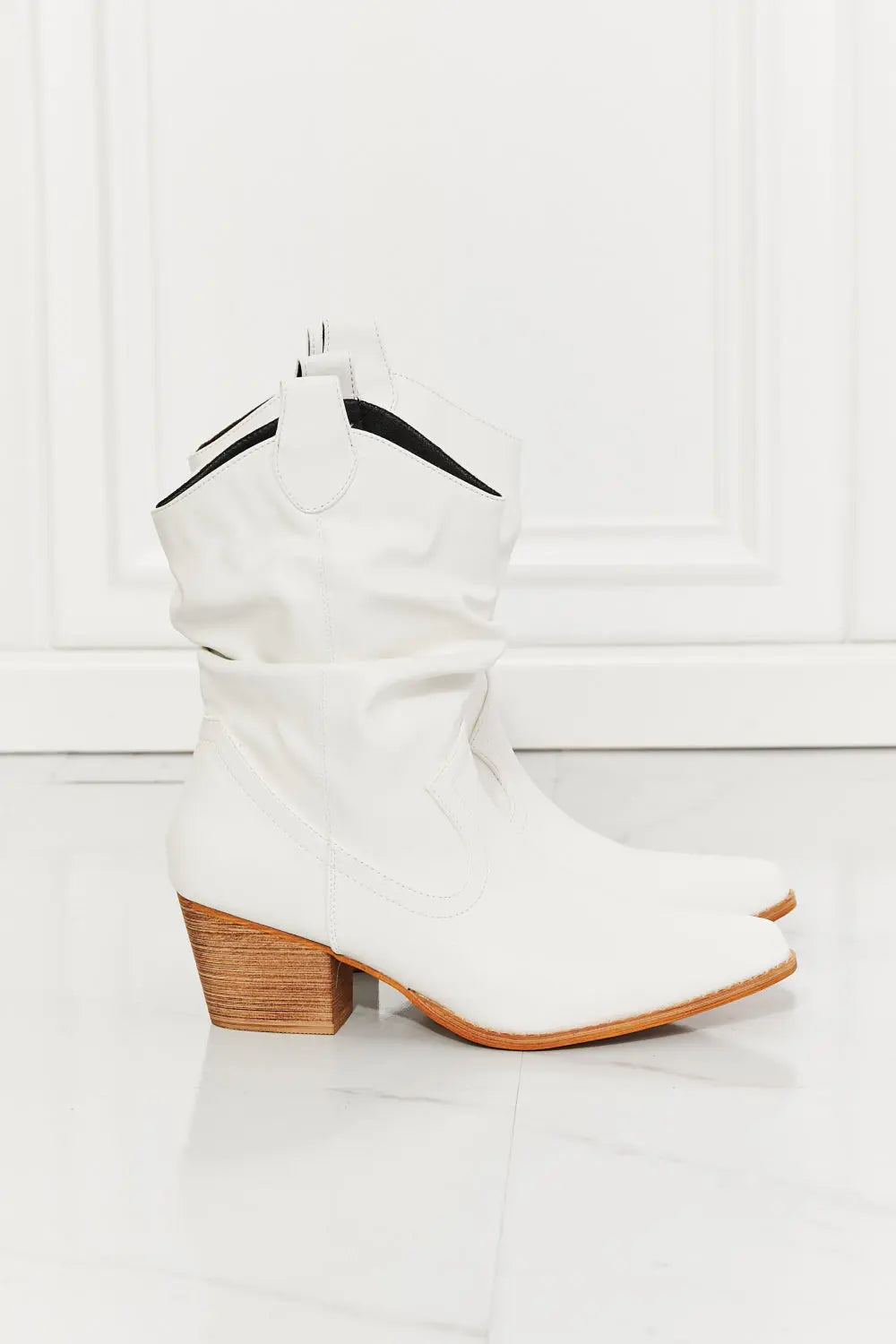 MMShoes Better in Texas Scrunch Cowboy Boots in White - Scarlett's Riverside Boutique 