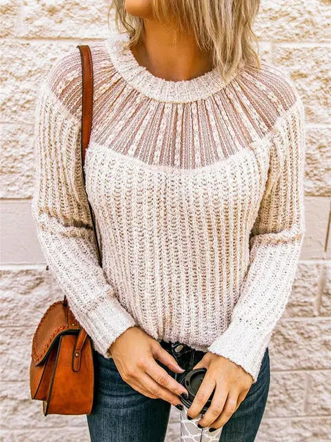 Round Neck Rib-Knit Sweater - Scarlett's Riverside Boutique 