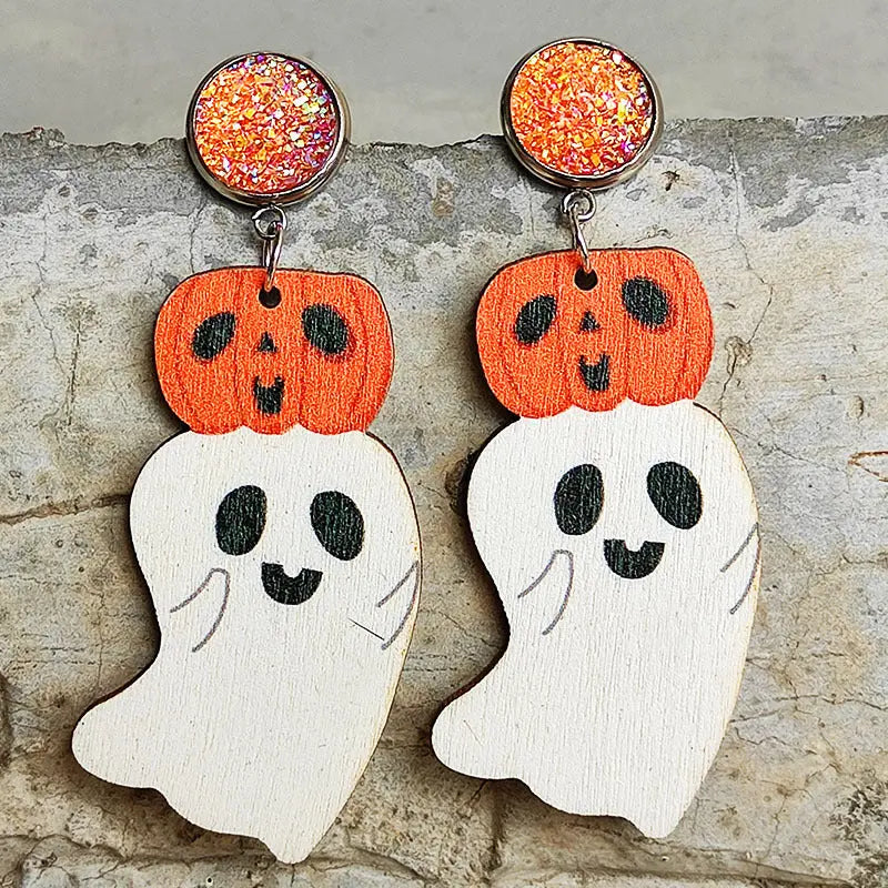 Ghost Shape Wooden Dangle Earrings - Scarlett's Riverside Boutique 