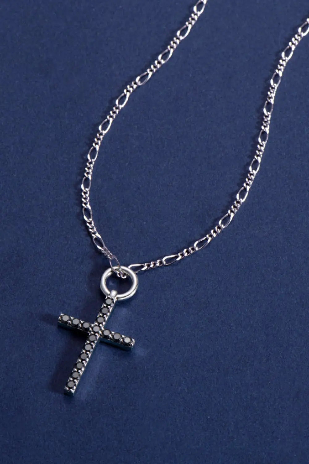 Moissanite Cross Pendant Platinum-Plated Necklace - Scarlett's Riverside Boutique 