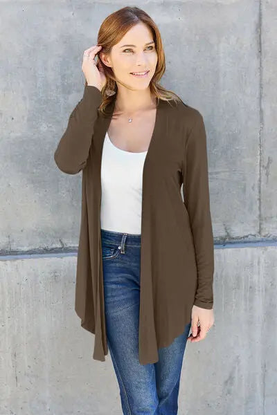 Basic Bae Full Size Open Front Long Sleeve Cardigan - Scarlett's Riverside Boutique 