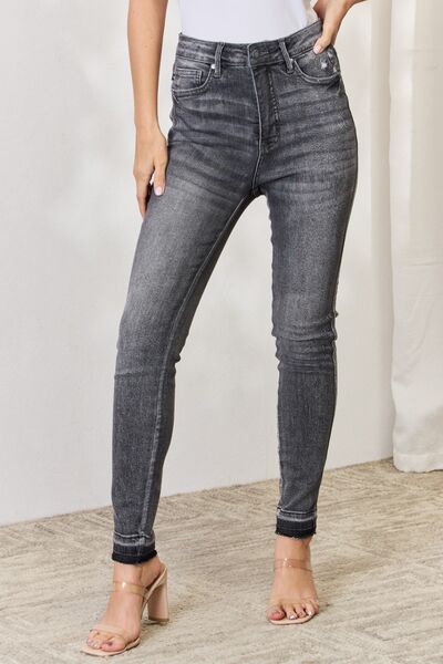 Judy Blue Full Size High Waist Tummy Control Release Hem Skinny Jeans - Scarlett's Riverside Boutique 