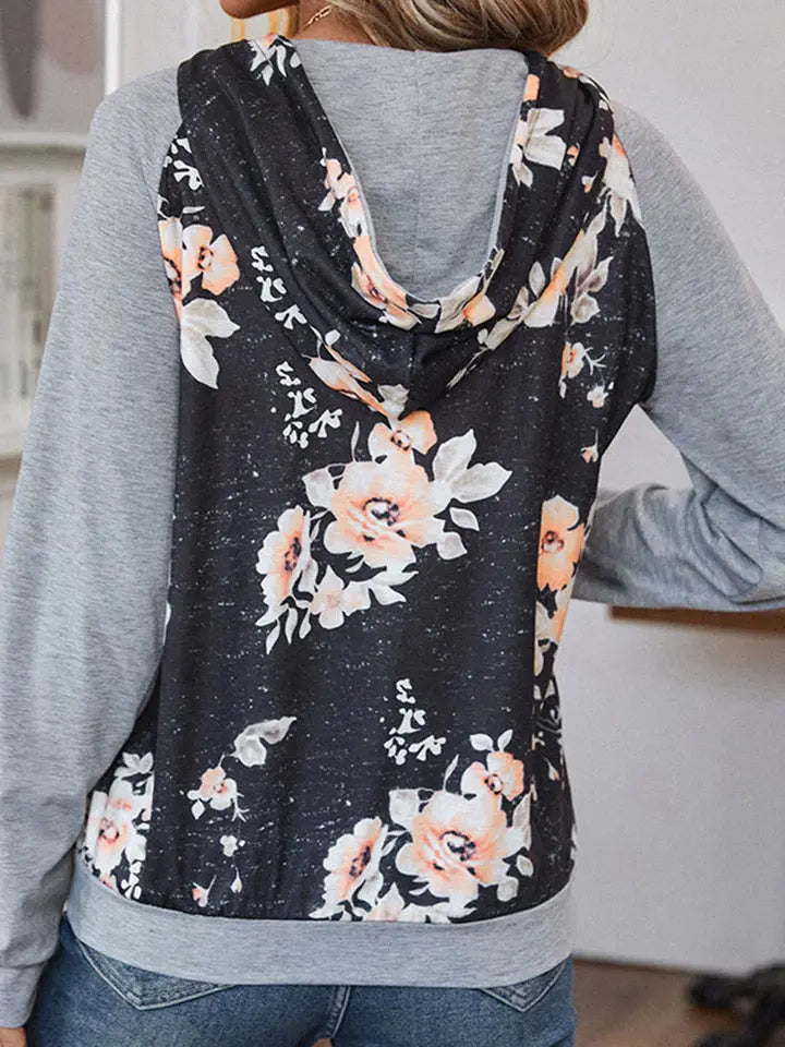 Printed Raglan Sleeve Hoodie - Scarlett's Riverside Boutique 