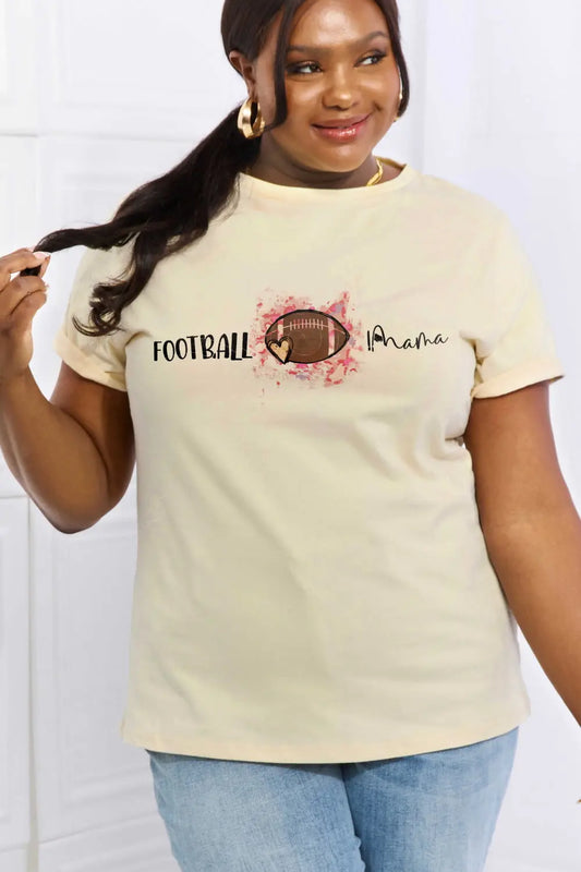 Simply Love Full Size FOOTBALL MAMA Graphic Cotton Tee - Scarlett's Riverside Boutique 