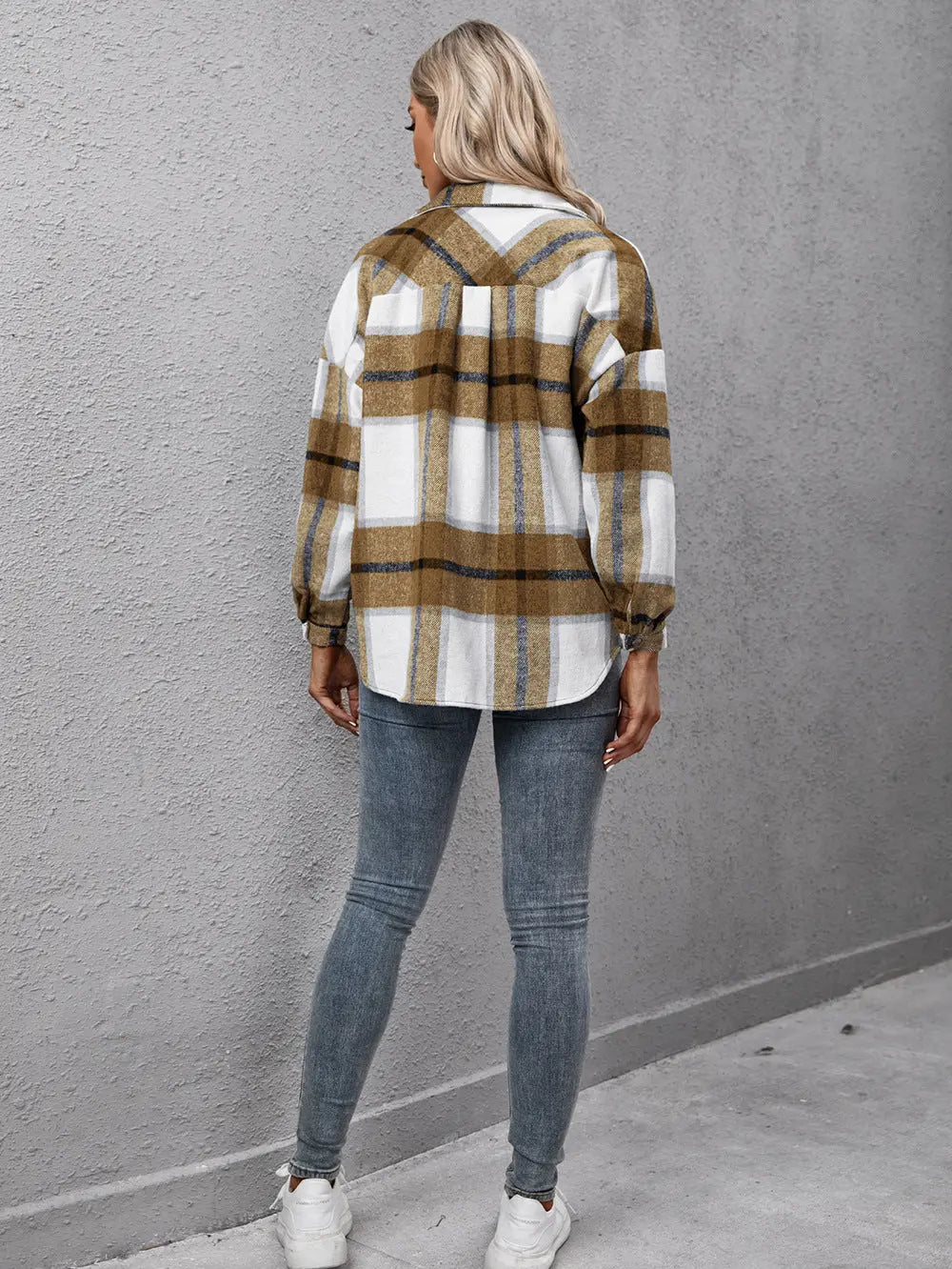 Plaid Long Sleeve Shirt Jacket - Scarlett's Riverside Boutique 