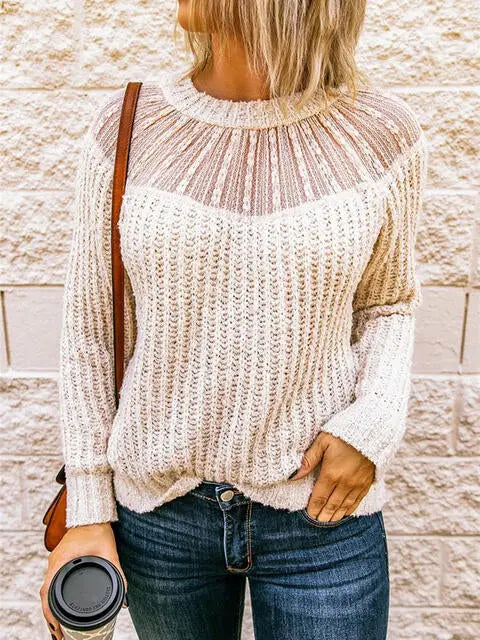 Round Neck Rib-Knit Sweater - Scarlett's Riverside Boutique 