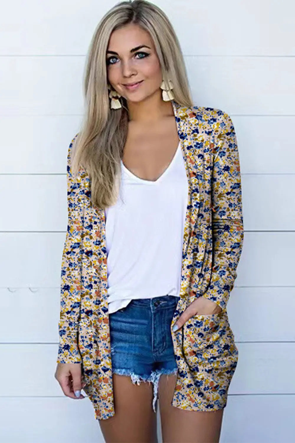 Printed Long Sleeve Cardigan - Scarlett's Riverside Boutique 