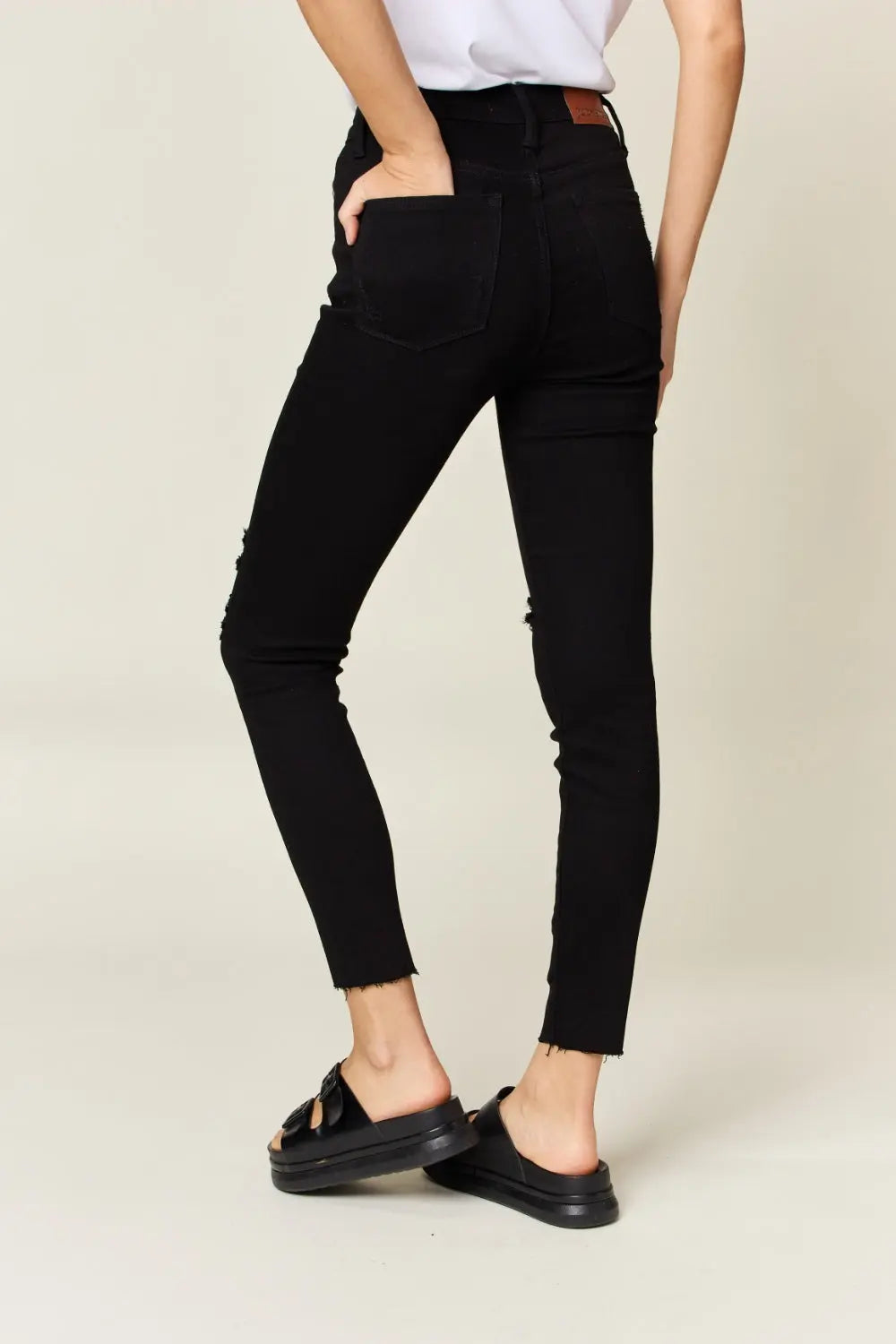 Judy Blue Full Size Distressed Tummy Control High Waist Skinny Jeans - Scarlett's Riverside Boutique 