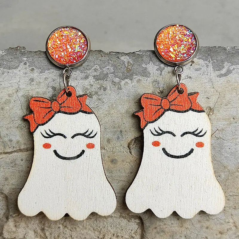 Ghost Shape Wooden Dangle Earrings - Scarlett's Riverside Boutique 