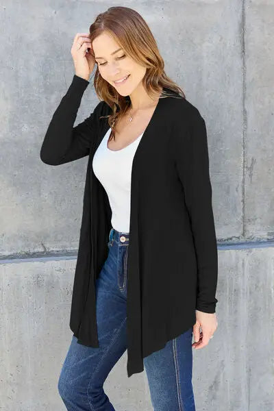 Basic Bae Full Size Open Front Long Sleeve Cardigan - Scarlett's Riverside Boutique 