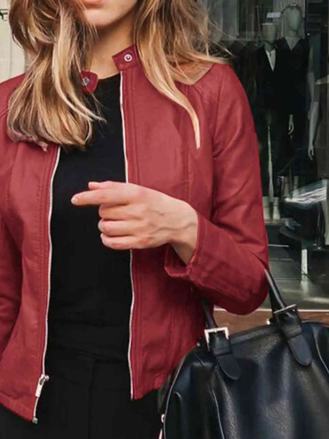 Mock Neck Zip Up Jacket - Scarlett's Riverside Boutique 