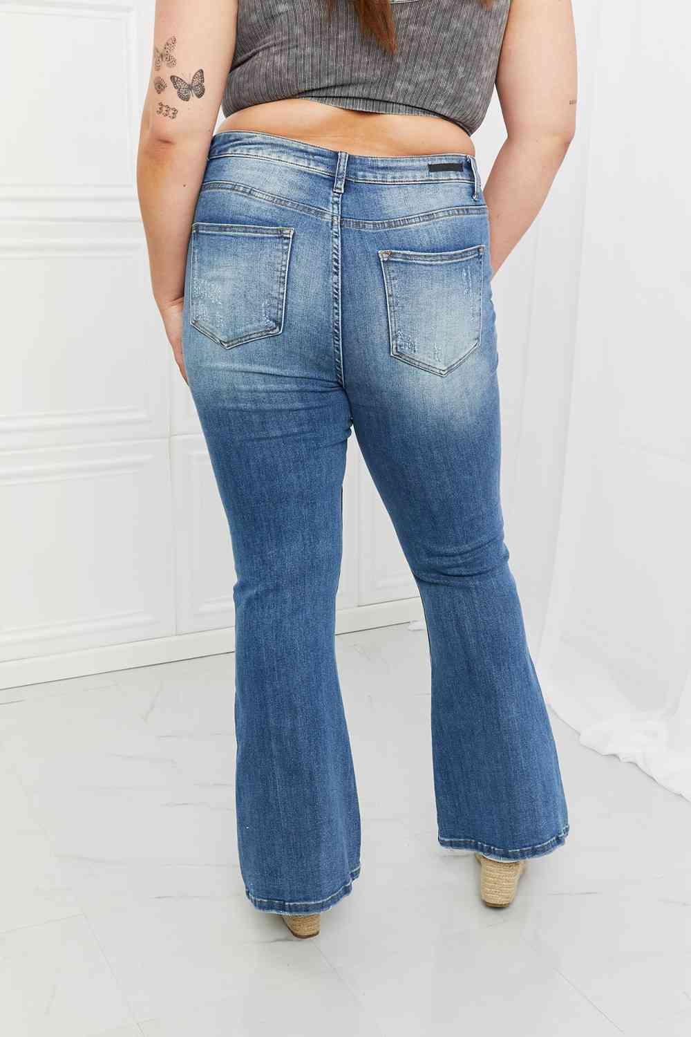 RISEN Full Size Iris High Waisted Flare Jeans - Scarlett's Riverside Boutique 