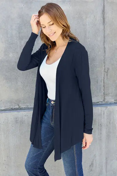 Basic Bae Full Size Open Front Long Sleeve Cardigan - Scarlett's Riverside Boutique 