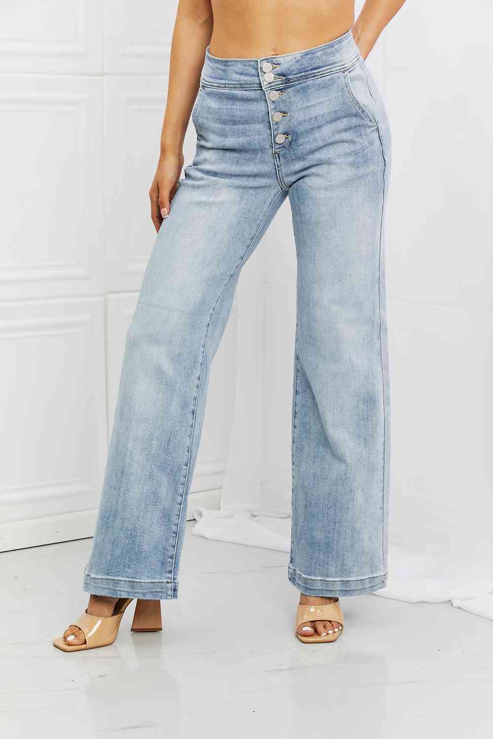 RISEN Full Size Luisa Wide Flare Jeans - Scarlett's Riverside Boutique 