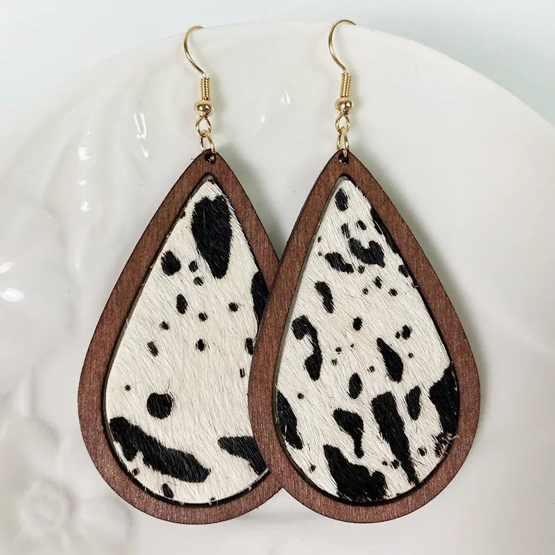 Teardrop Shape Wooden Dangle Earrings - Scarlett's Riverside Boutique 