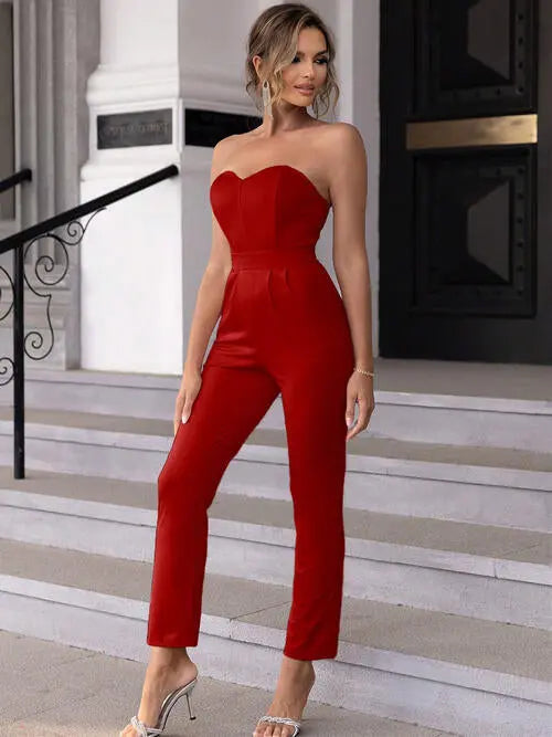 Sweetheart Neck Sleeveless Jumpsuit - Scarlett's Riverside Boutique 