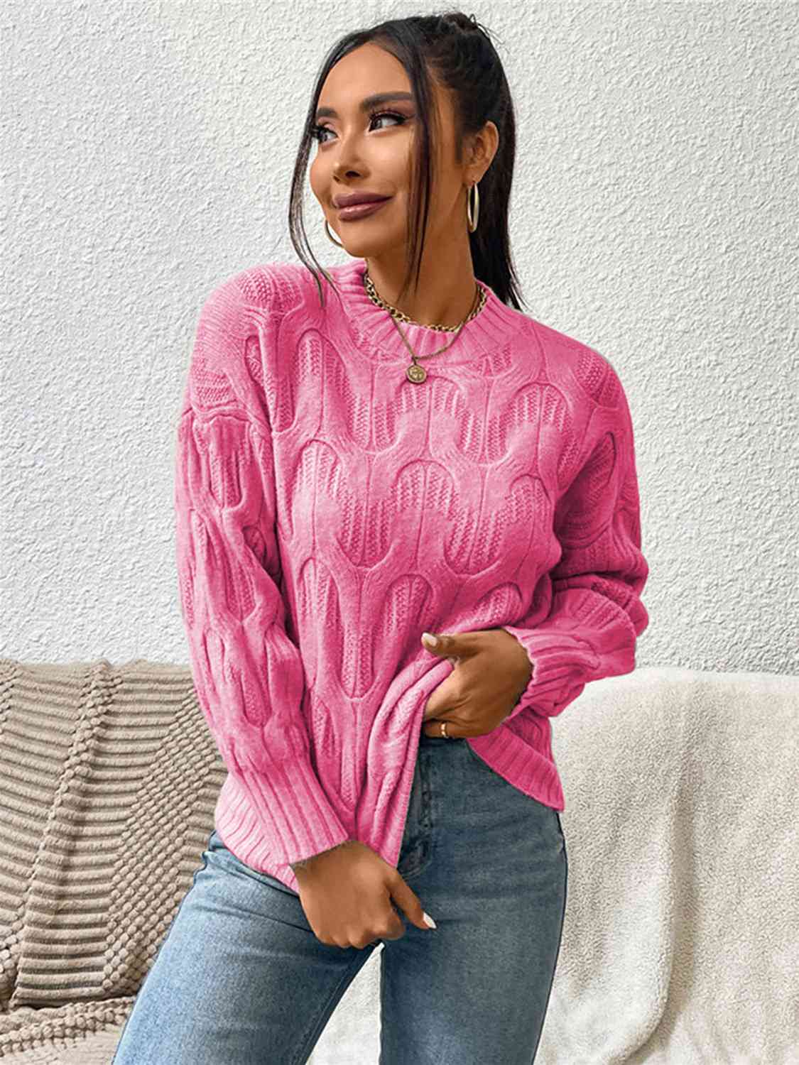 Round Neck Long Sleeve Sweater - Scarlett's Riverside Boutique 