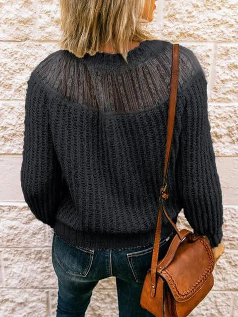 Round Neck Rib-Knit Sweater - Scarlett's Riverside Boutique 