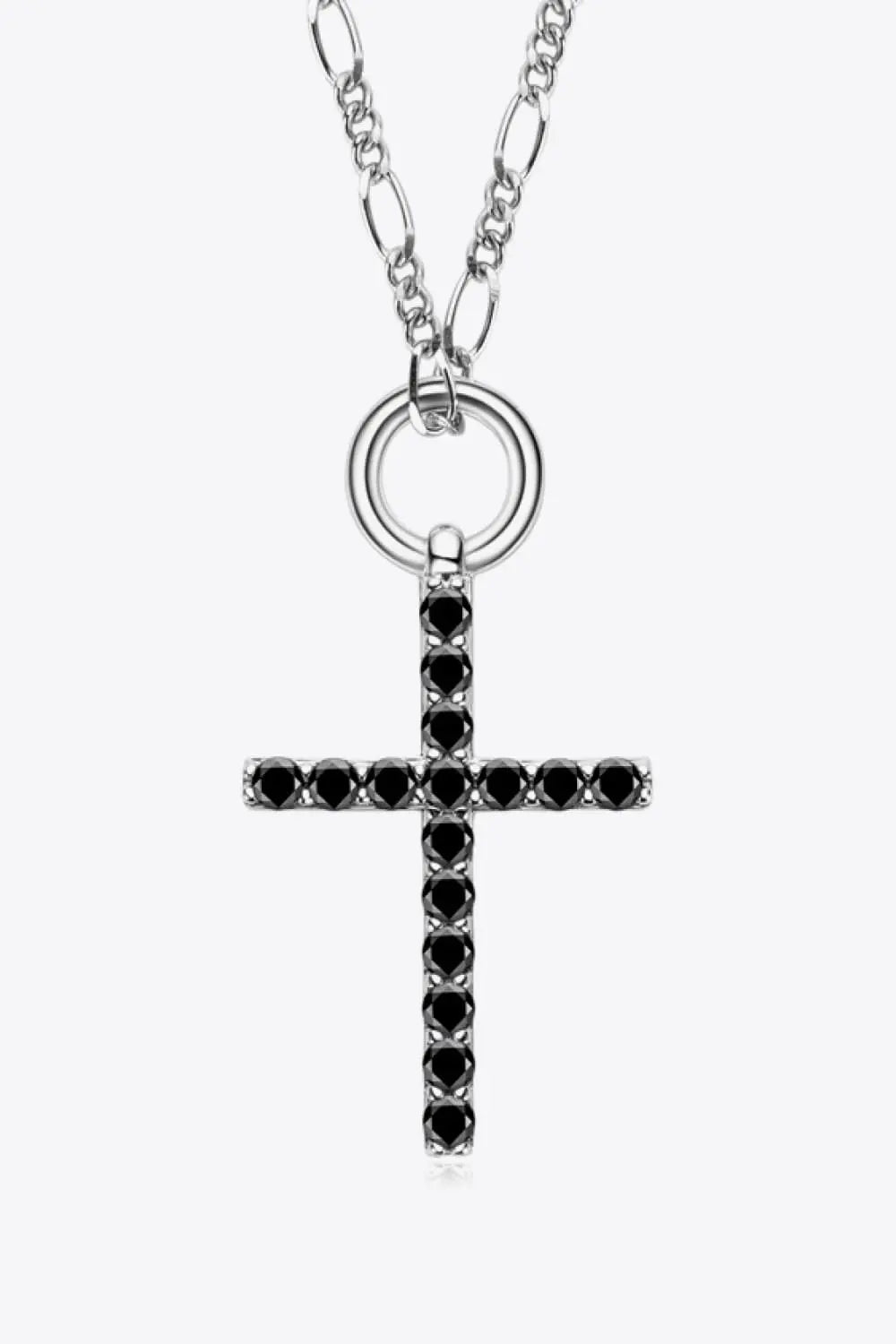 Moissanite Cross Pendant Platinum-Plated Necklace - Scarlett's Riverside Boutique 