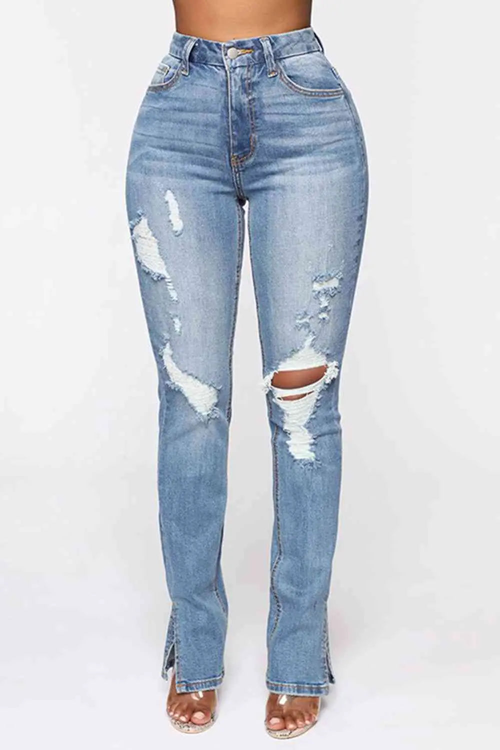 Distressed Slit Jeans - Scarlett's Riverside Boutique 