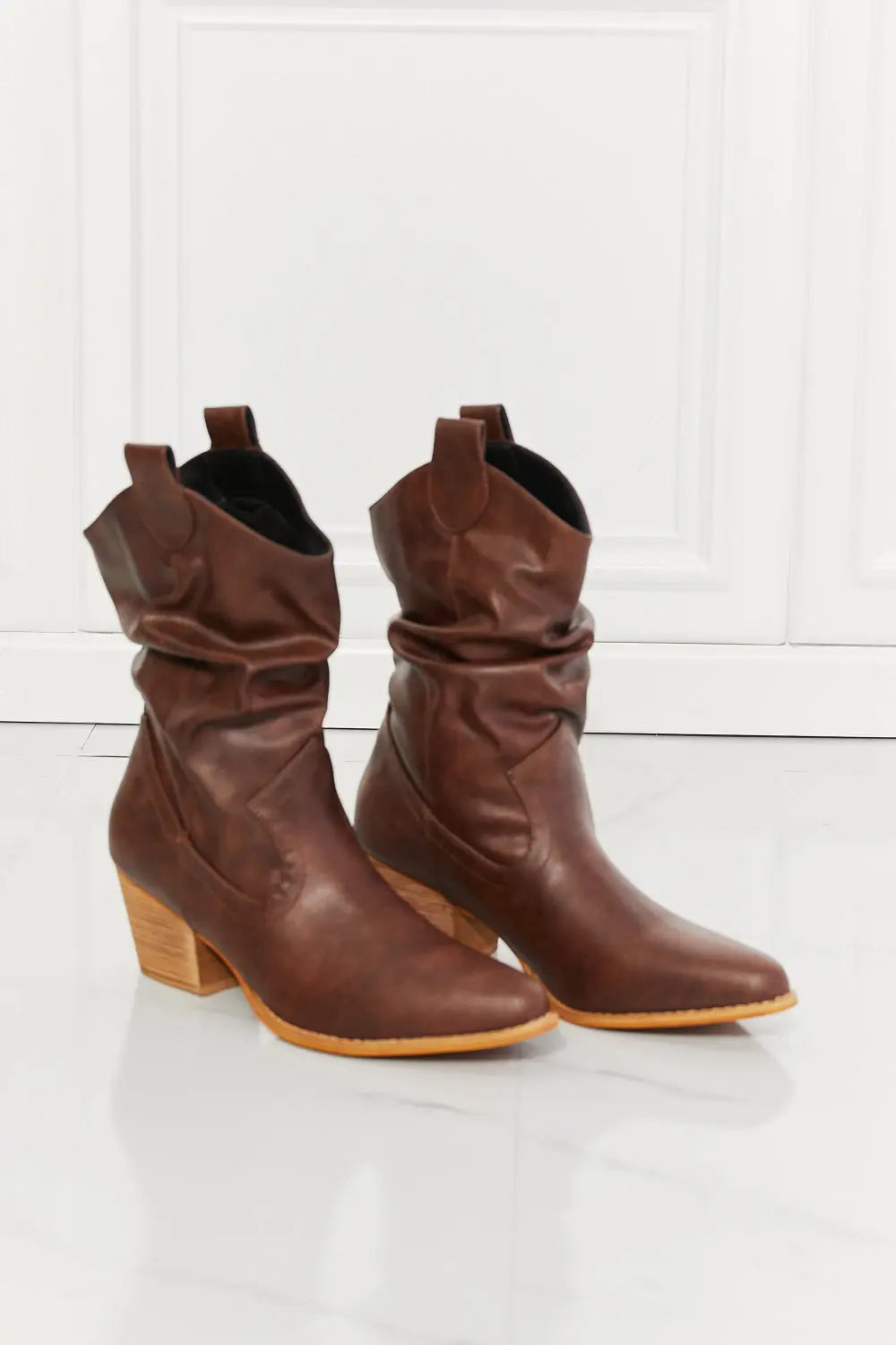 MMShoes Better in Texas Scrunch Cowboy Boots in Brown - Scarlett's Riverside Boutique 