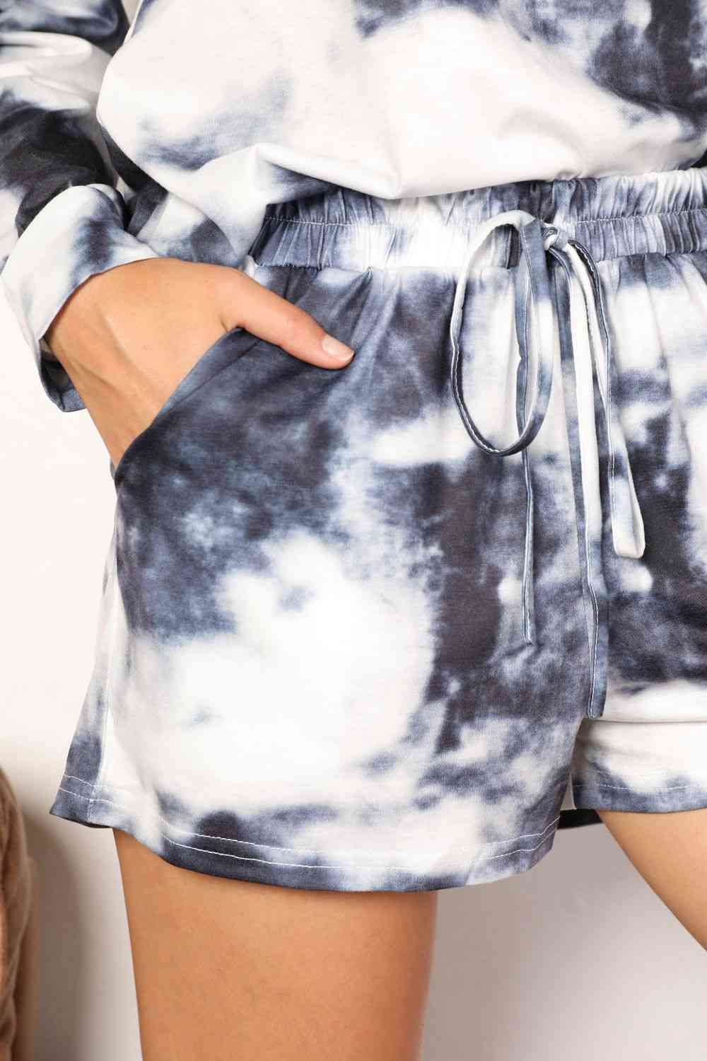 Double Take Tie-Dye Round Neck Top and Shorts Lounge Set - Scarlett's Riverside Boutique 