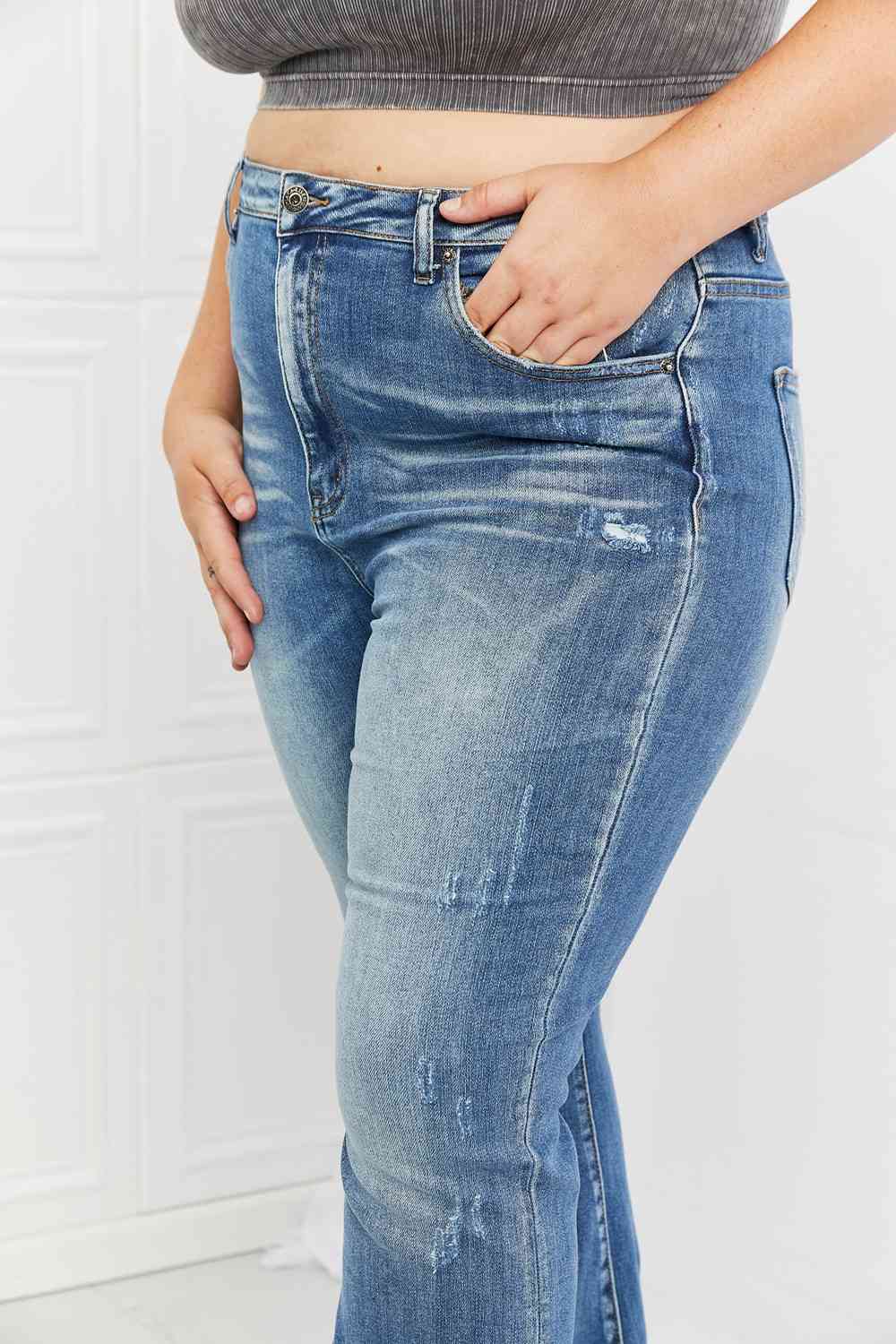 RISEN Full Size Iris High Waisted Flare Jeans - Scarlett's Riverside Boutique 
