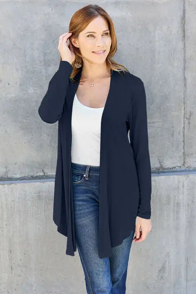 Basic Bae Full Size Open Front Long Sleeve Cardigan - Scarlett's Riverside Boutique 