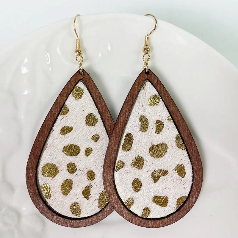 Teardrop Shape Wooden Dangle Earrings - Scarlett's Riverside Boutique 