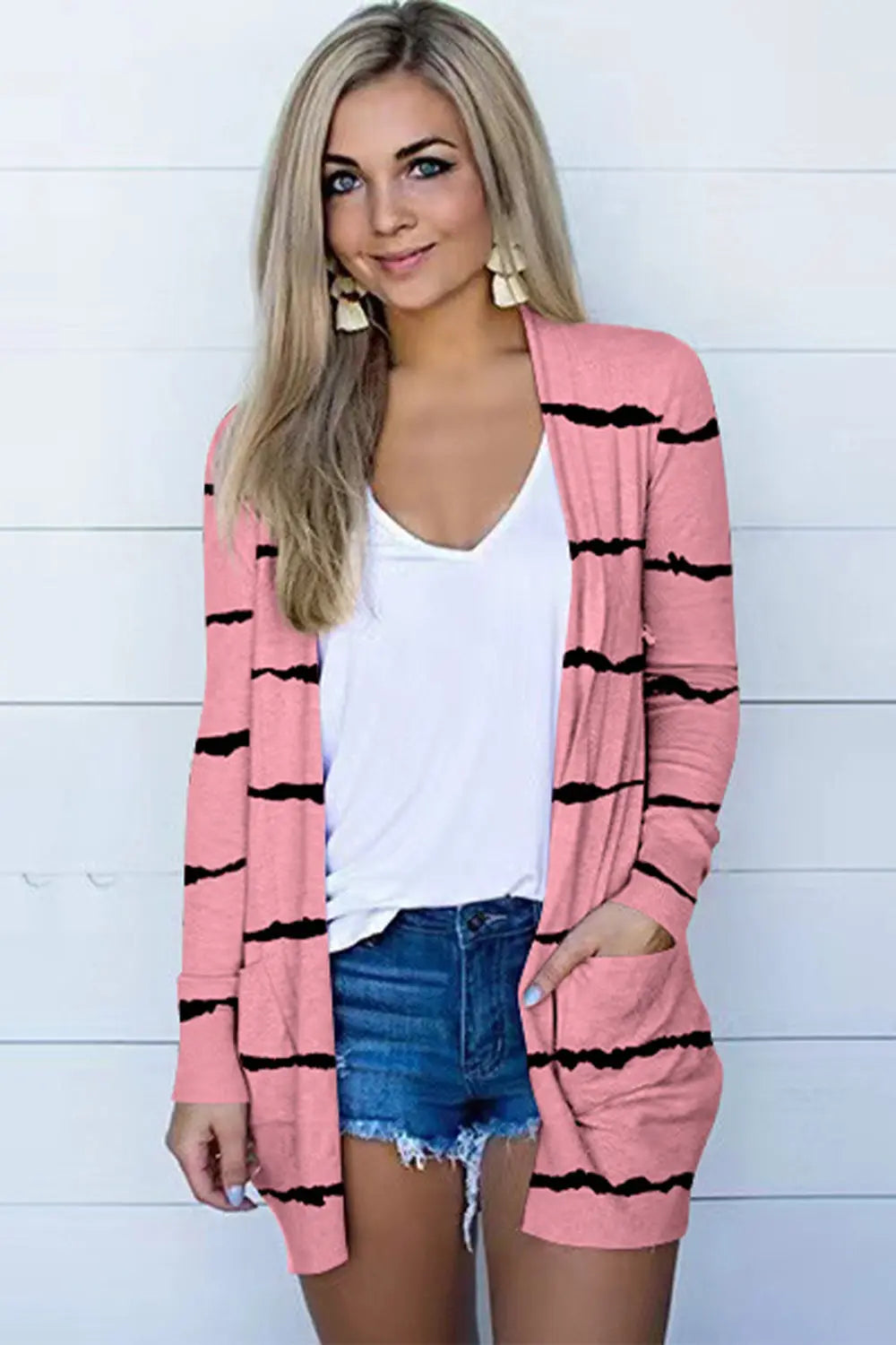 Printed Long Sleeve Cardigan - Scarlett's Riverside Boutique 