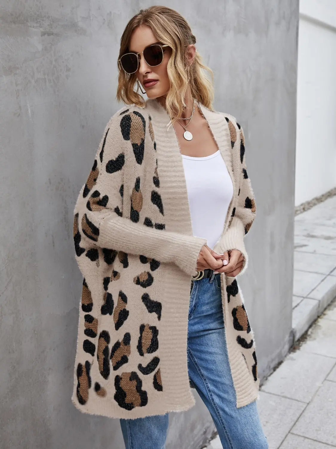 Leopard Pattern Fuzzy Cardigan - Scarlett's Riverside Boutique 