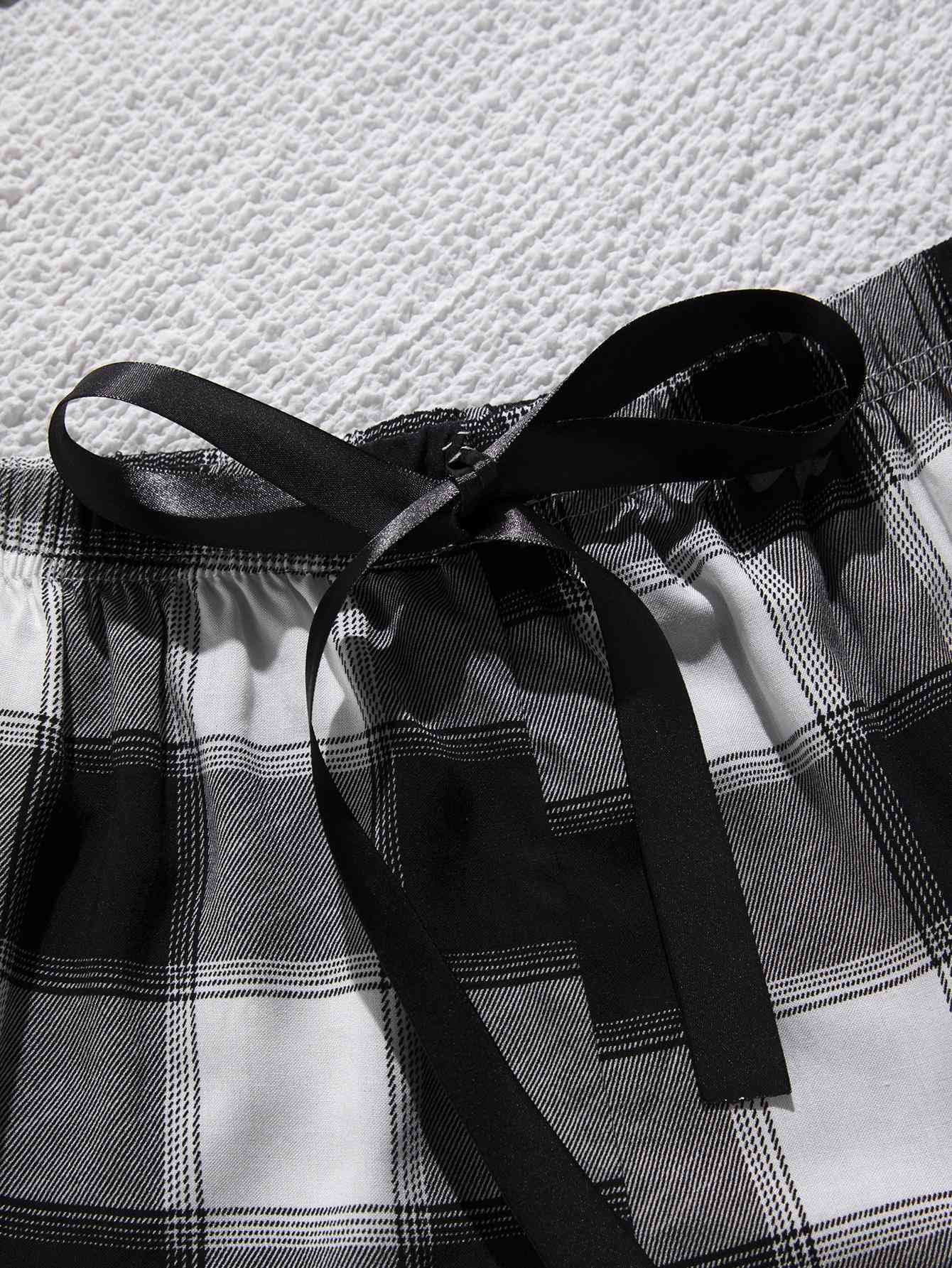 Plus Size Lace Trim Scoop Neck Cami and Printed Shorts Pajama Set - Scarlett's Riverside Boutique 