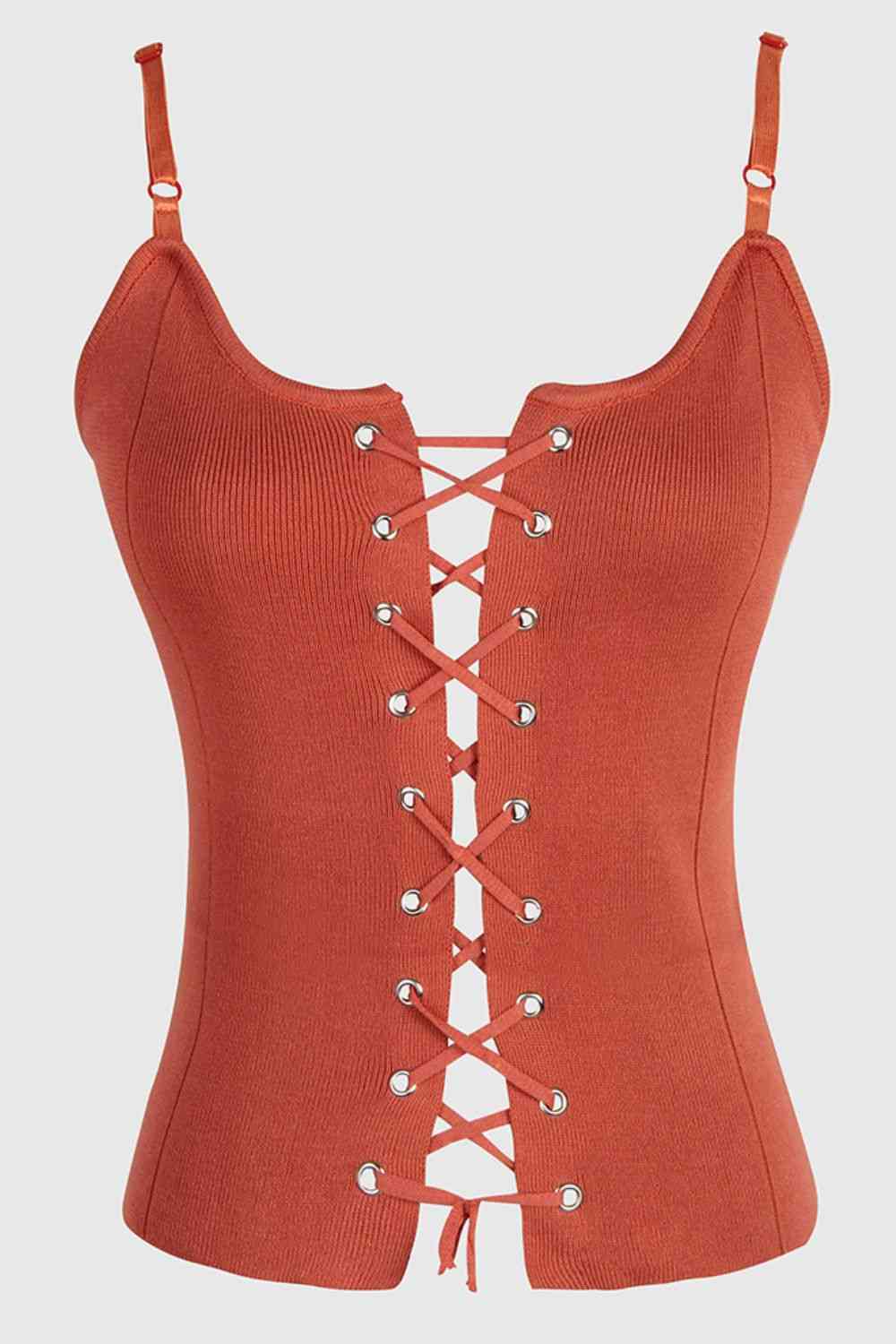 Lace-Up Knit Cami - Scarlett's Riverside Boutique 