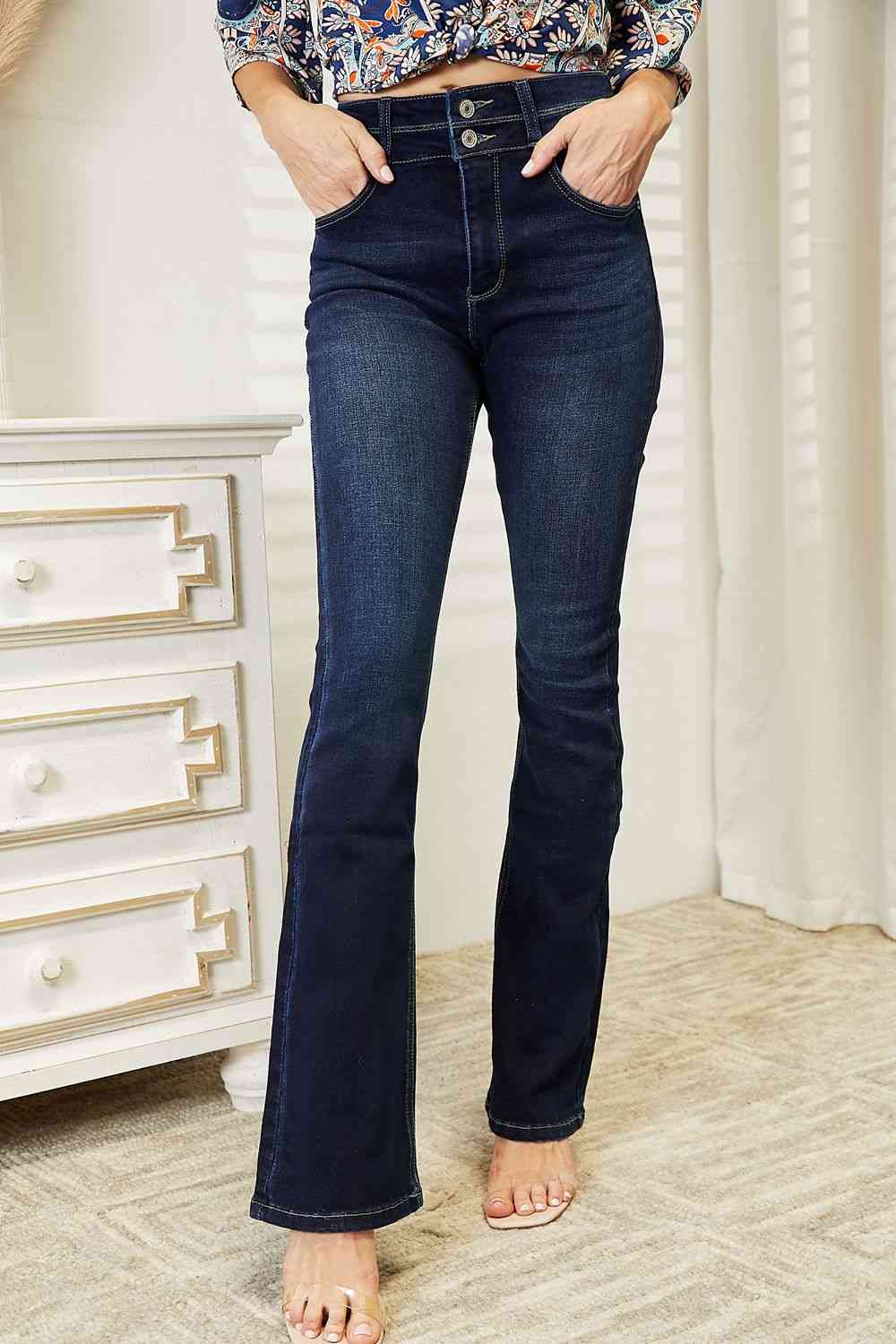 Kancan Full Size High Rise Wide Waistband Bootcut Jeans - Scarlett's Riverside Boutique 