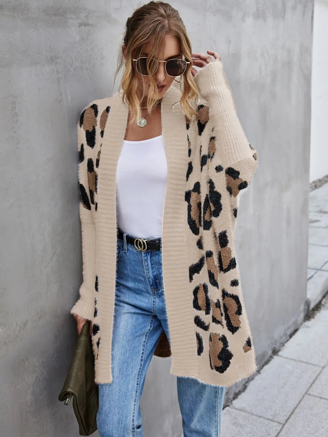 Leopard Pattern Fuzzy Cardigan - Scarlett's Riverside Boutique 