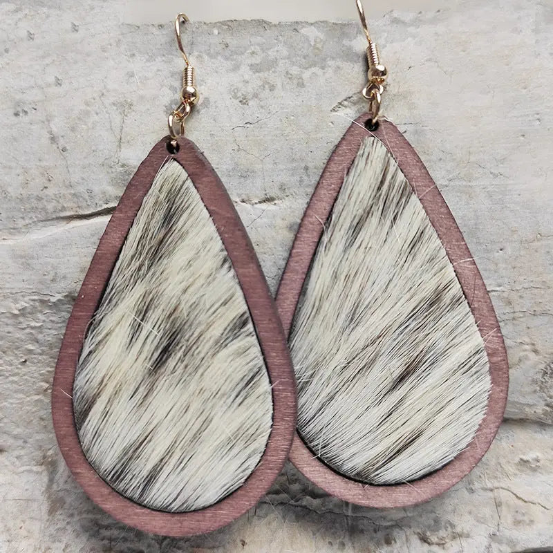 Teardrop Shape Wooden Dangle Earrings - Scarlett's Riverside Boutique 