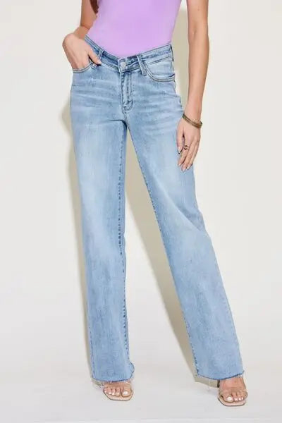 Judy Blue Full Size V Front Waistband Straight Jeans - Scarlett's Riverside Boutique 