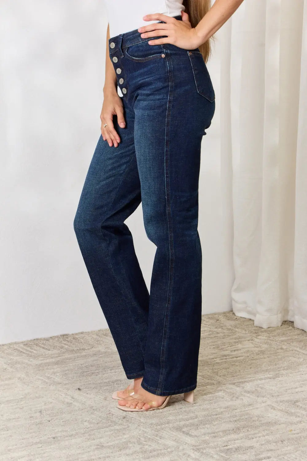 Judy Blue Full Size Button-Fly Straight Jeans - Scarlett's Riverside Boutique