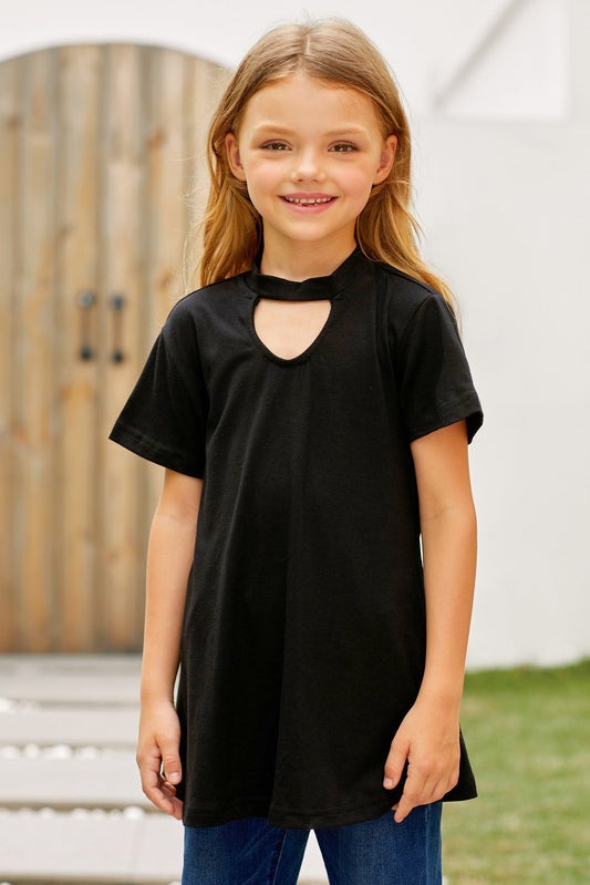 Girls Cutout Short Sleeve T-Shirt - Scarlett's Riverside Boutique 