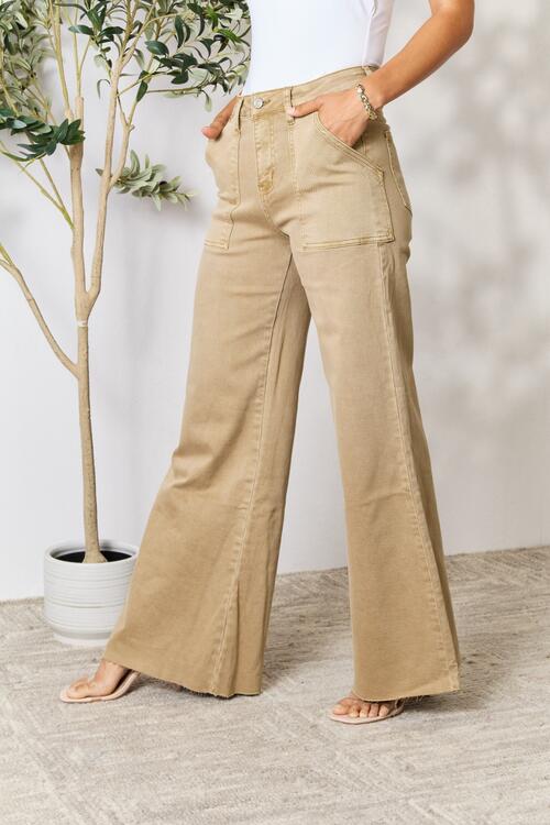 BAYEAS Raw Hem Wide Leg Jeans - Scarlett's Riverside Boutique 