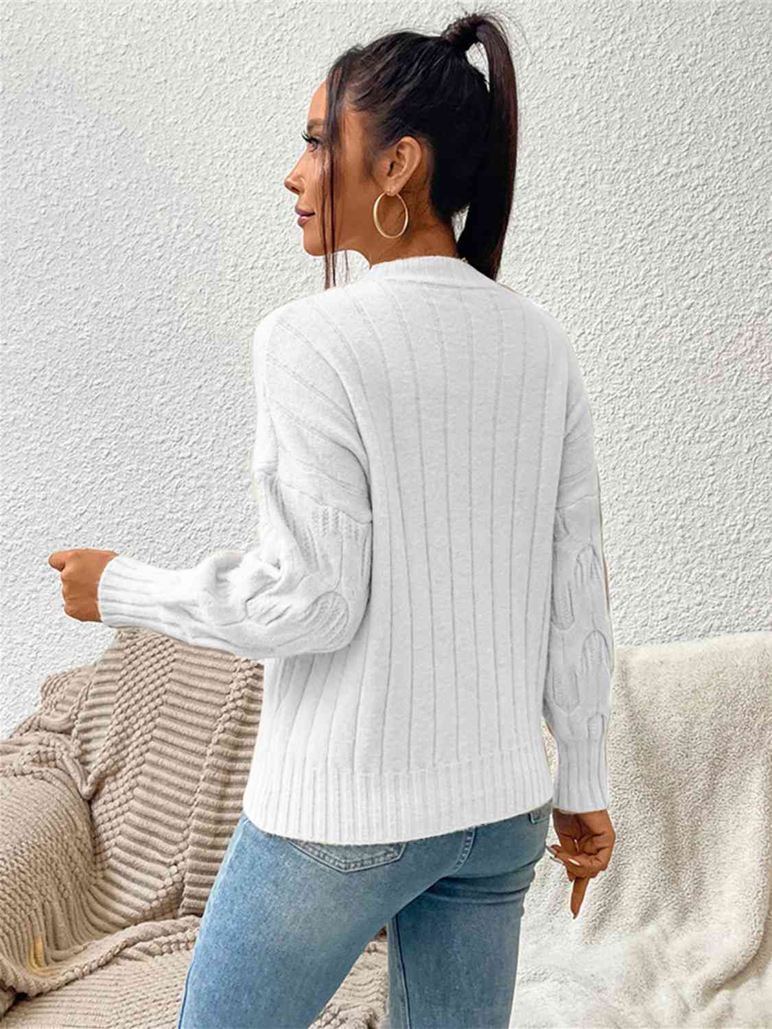 Round Neck Long Sleeve Sweater - Scarlett's Riverside Boutique 