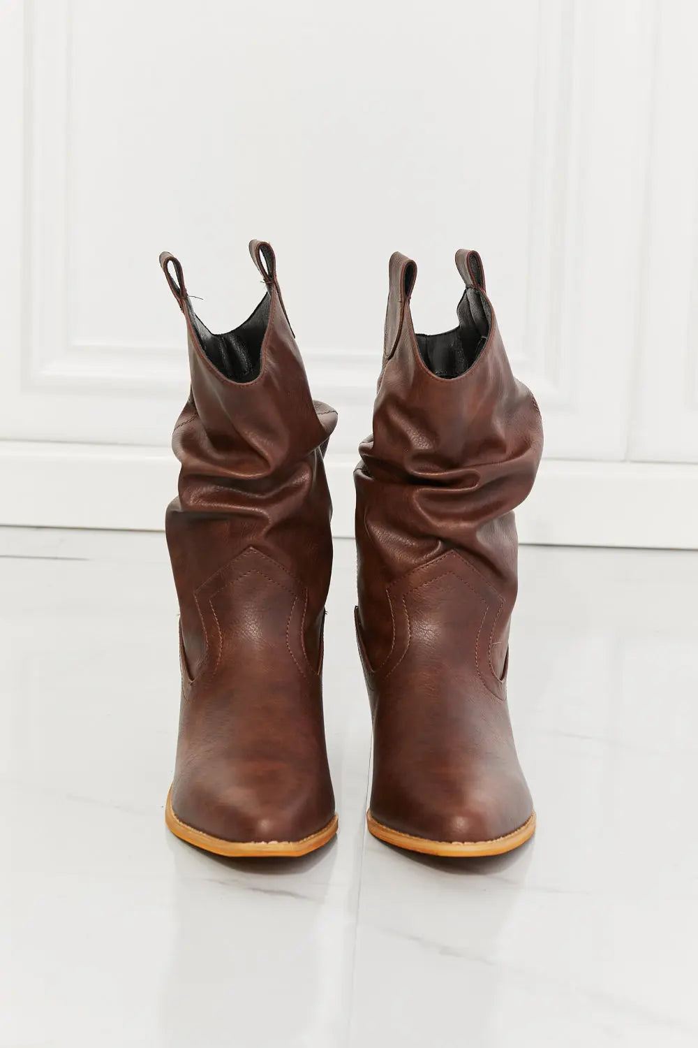 MMShoes Better in Texas Scrunch Cowboy Boots in Brown - Scarlett's Riverside Boutique 