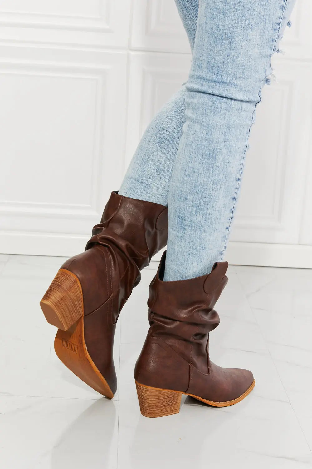 MMShoes Better in Texas Scrunch Cowboy Boots in Brown - Scarlett's Riverside Boutique 