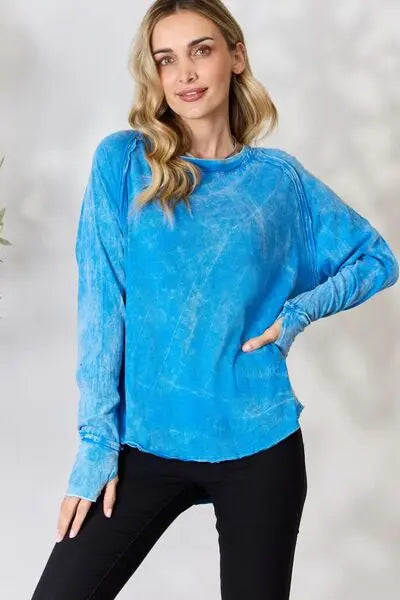 Zenana Round Neck Long Sleeve Top - Scarlett's Riverside Boutique 