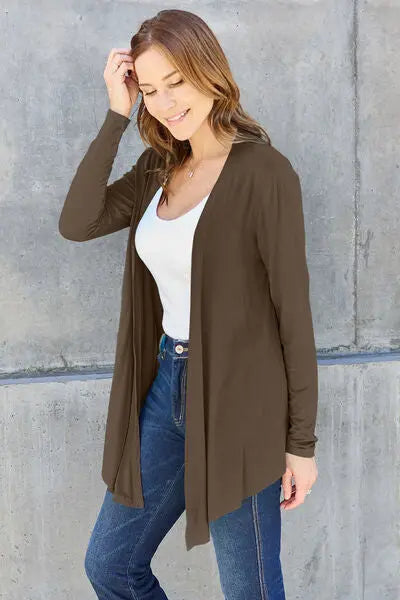 Basic Bae Full Size Open Front Long Sleeve Cardigan - Scarlett's Riverside Boutique 