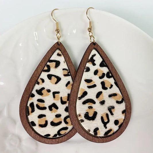 Teardrop Shape Wooden Dangle Earrings - Scarlett's Riverside Boutique 