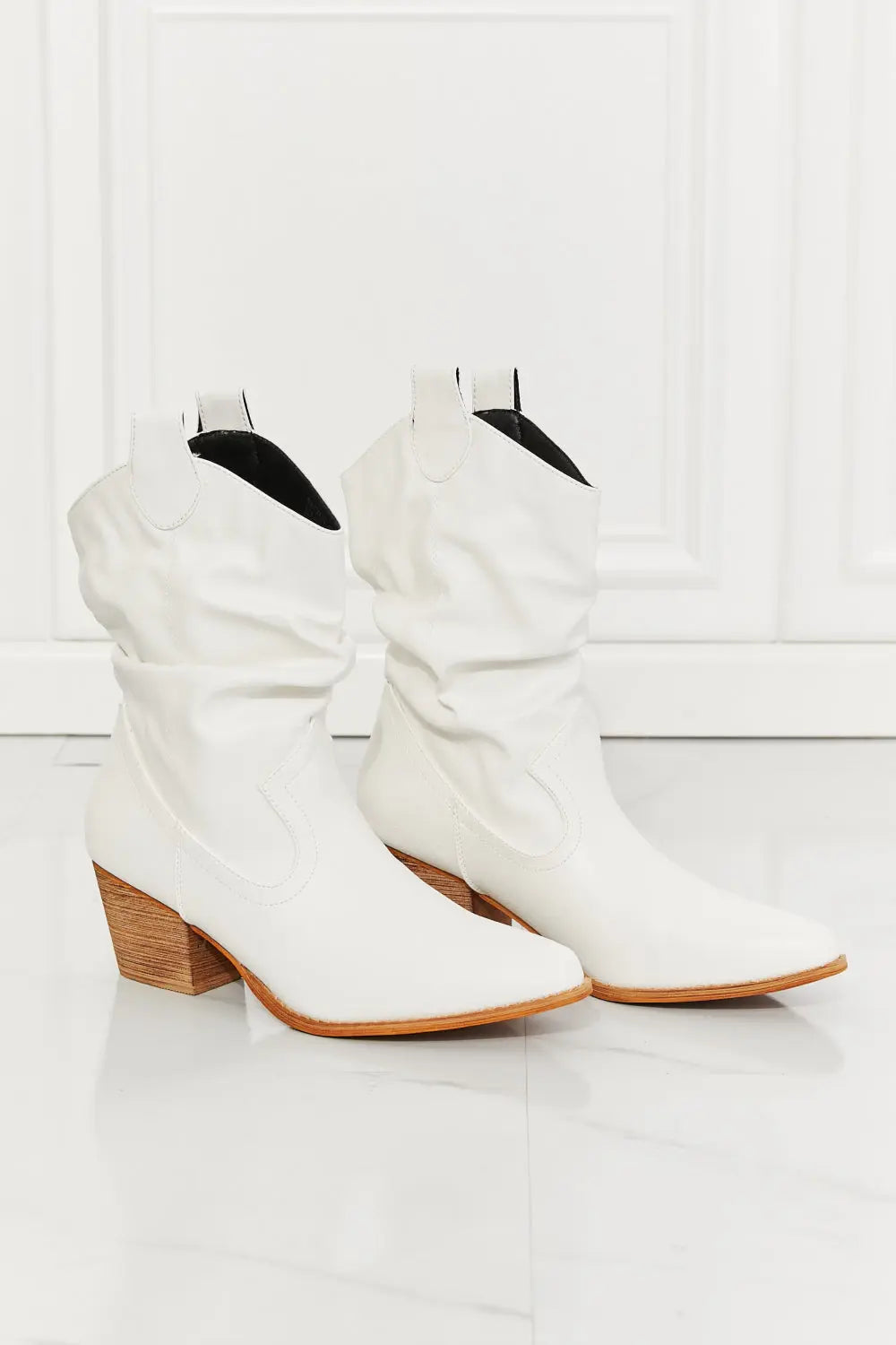 MMShoes Better in Texas Scrunch Cowboy Boots in White - Scarlett's Riverside Boutique 