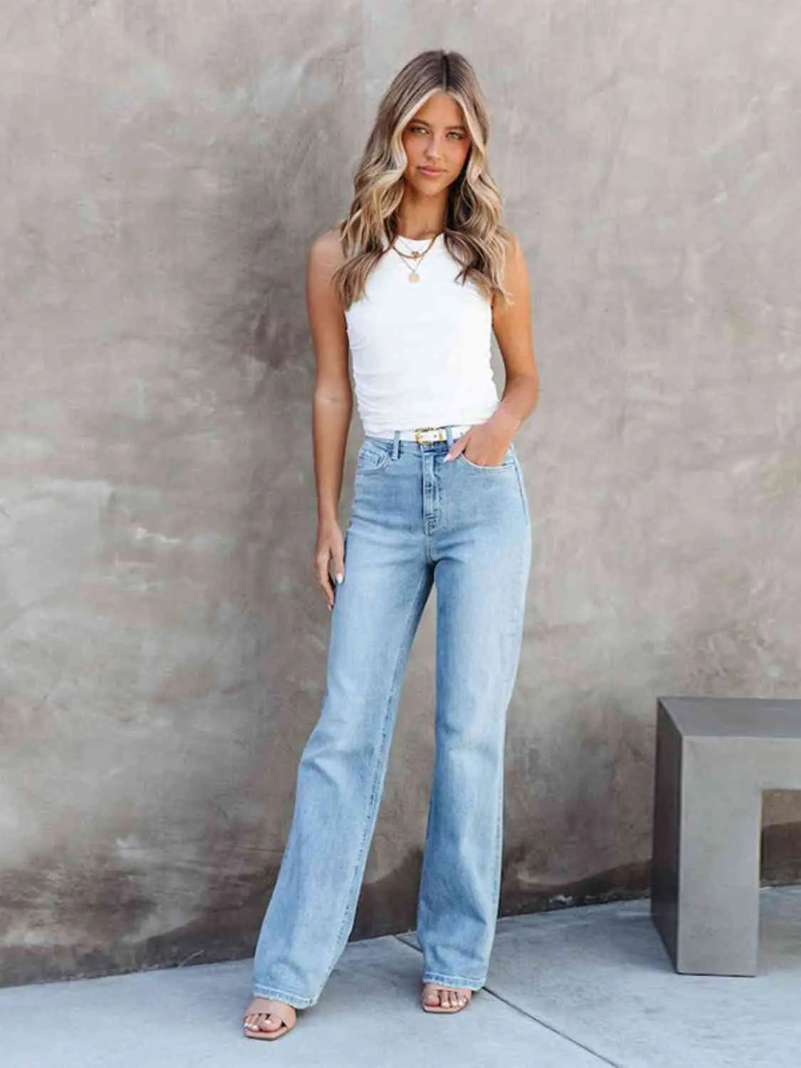 Washed Straight Leg Jeans - Scarlett's Riverside Boutique 