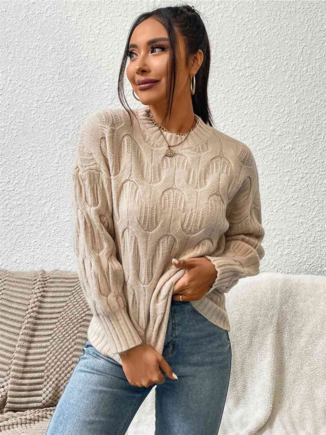 Round Neck Long Sleeve Sweater - Scarlett's Riverside Boutique 