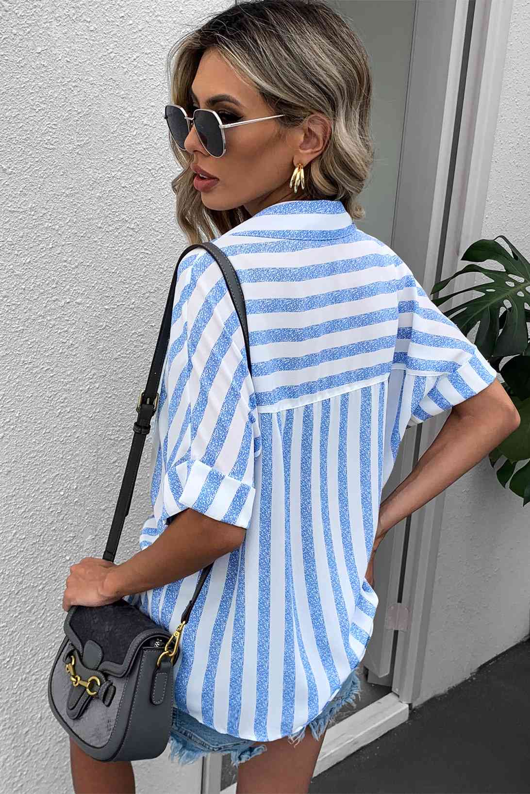 Striped Half Sleeve Shirt - Scarlett's Riverside Boutique 